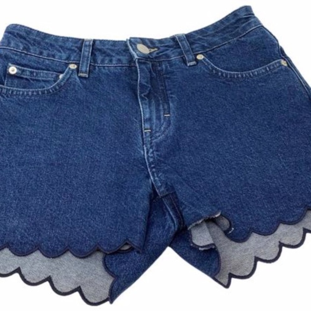 Maje denim scalloped shorts